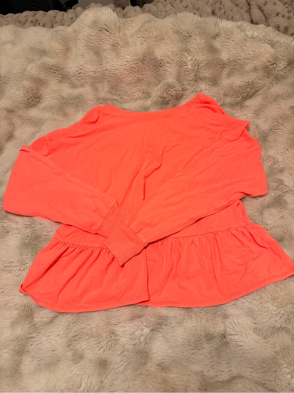 FP Movement by Free People Neon Coral Peplum Sweatshirt